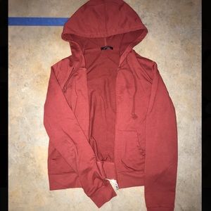 Maroon zip-up w/ hood